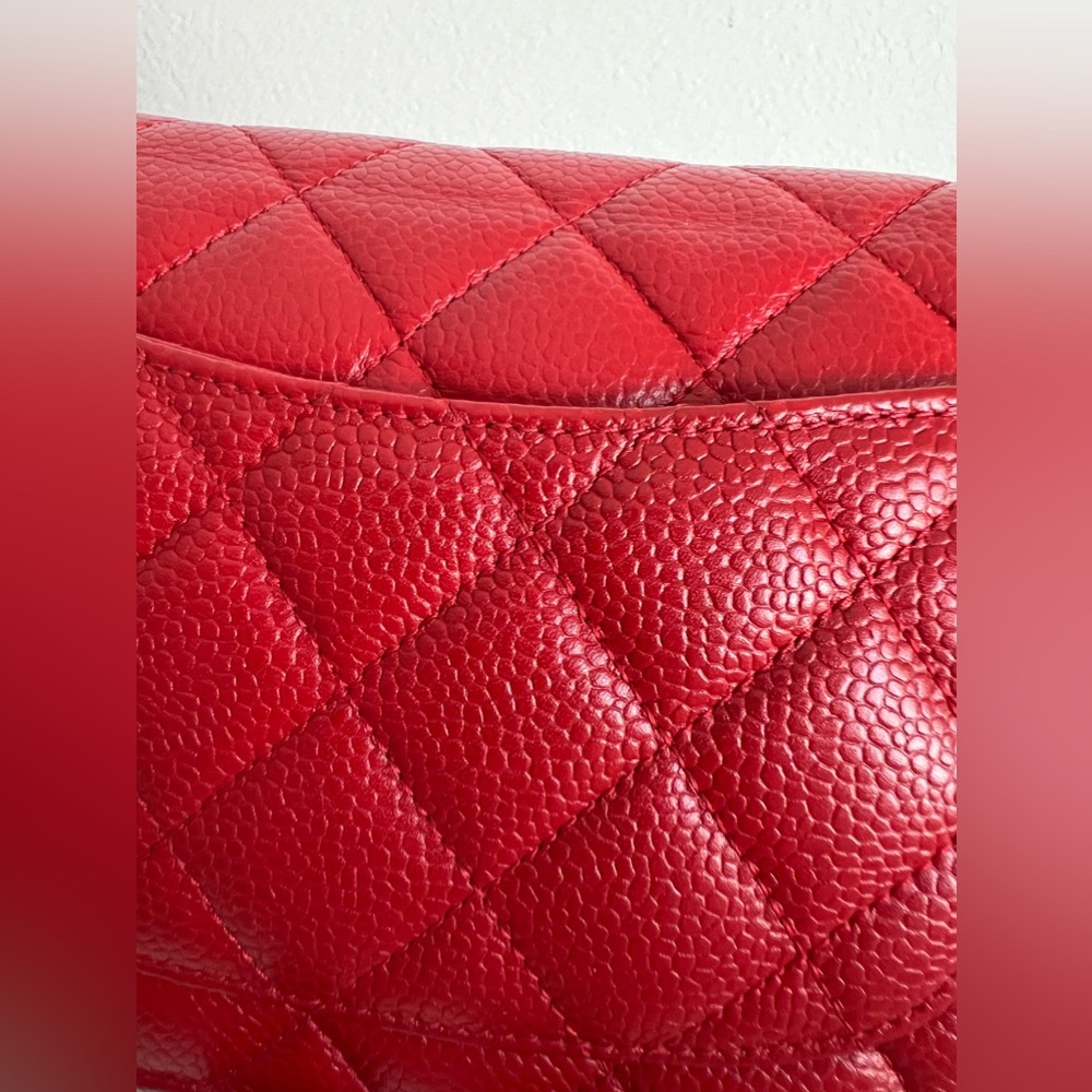CHANEL Caviar Red Wallet On Chain Authentic Preloved With Card - Picture 7 of 16